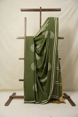 Mehendi Green HBP Cotton Saree - SRMGCS3054