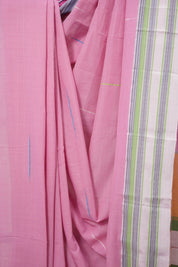 Pink Plain Cotton Ilkal Saree With Gayatri Border - SRPPCIS814