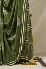 Mehendi Green HBP Cotton Saree - SRMGCS3054
