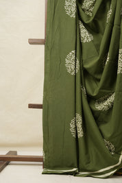 Mehendi Green HBP Cotton Saree - SRMGCS3054