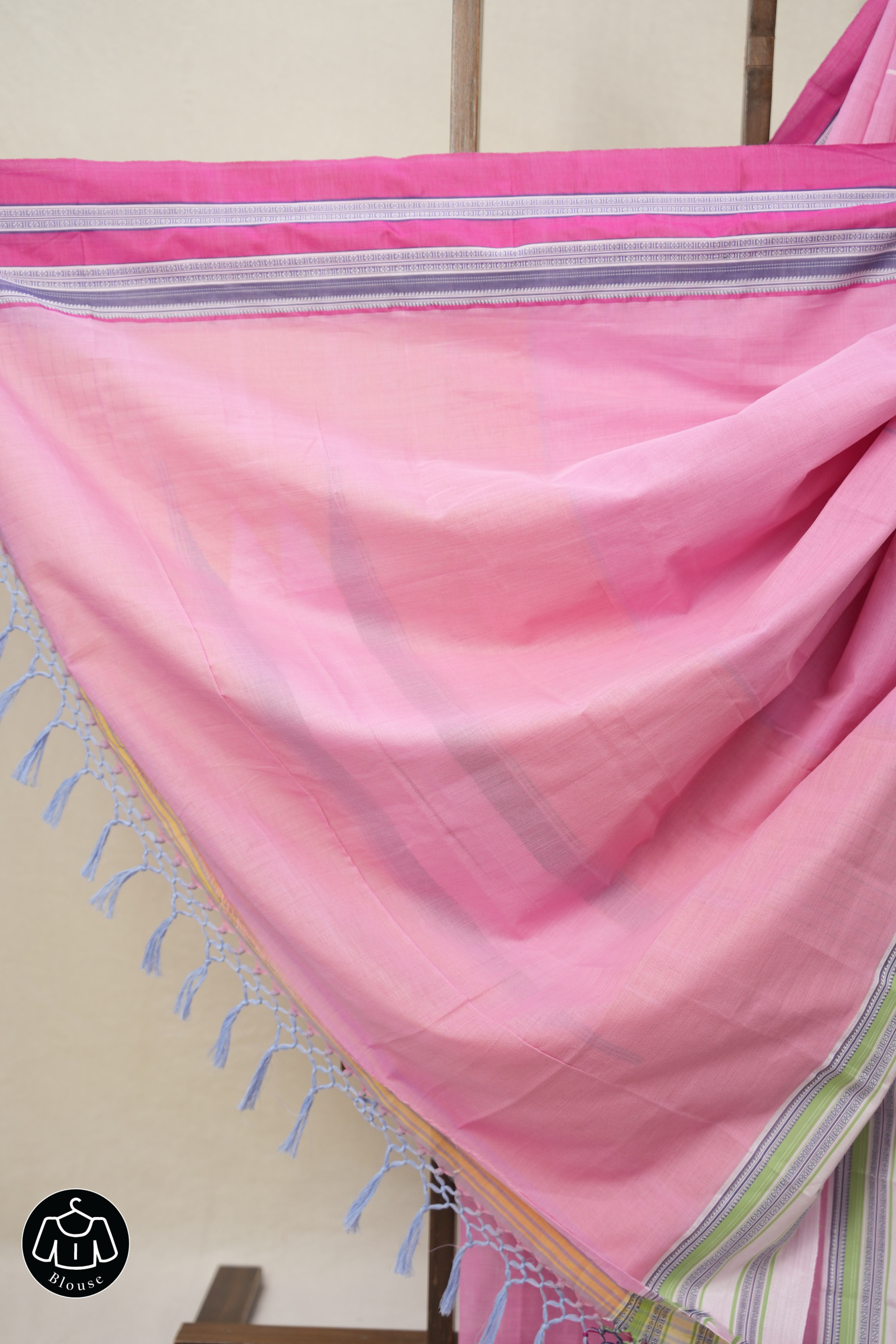 Pink Plain Cotton Ilkal Saree With Gayatri Border - SRPPCIS814