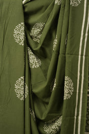 Mehendi Green HBP Cotton Saree - SRMGCS3054