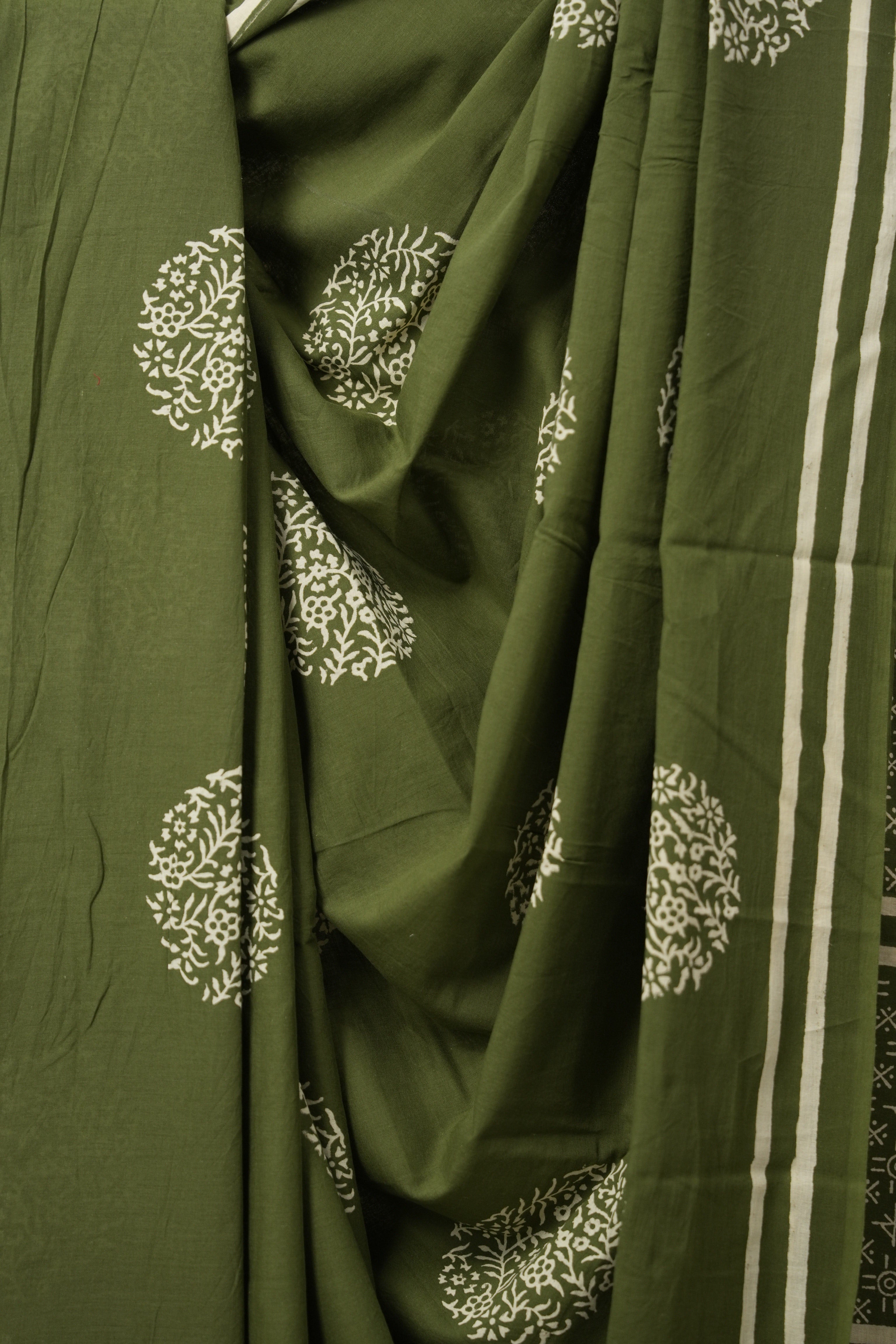 Mehendi Green HBP Cotton Saree - SRMGCS3054