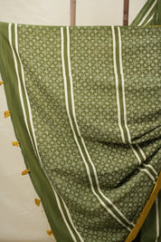 Mehendi Green HBP Cotton Saree - SRMGCS3054