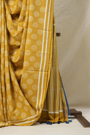 Mustard Yellow HBP Cotton Saree - SRMYCS3066