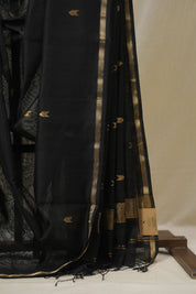 Black Maheshwari Saree - SRBMS1097