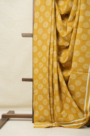 Mustard Yellow HBP Cotton Saree - SRMYCS3066