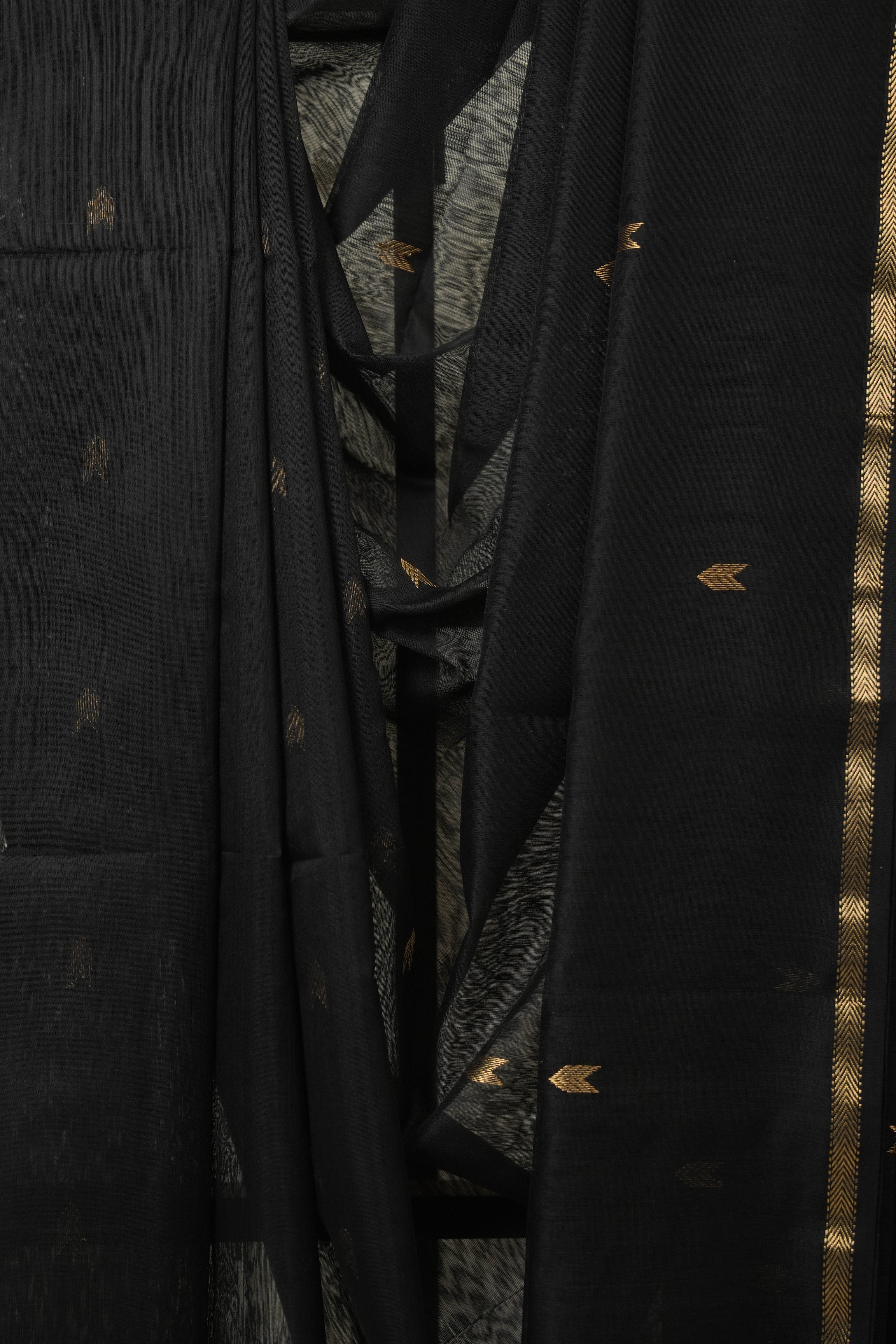 Black Maheshwari Saree - SRBMS1097