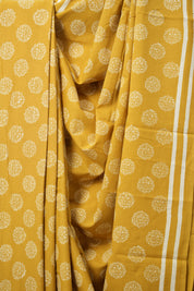 Mustard Yellow HBP Cotton Saree - SRMYCS3066