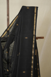 Black Maheshwari Saree - SRBMS1097