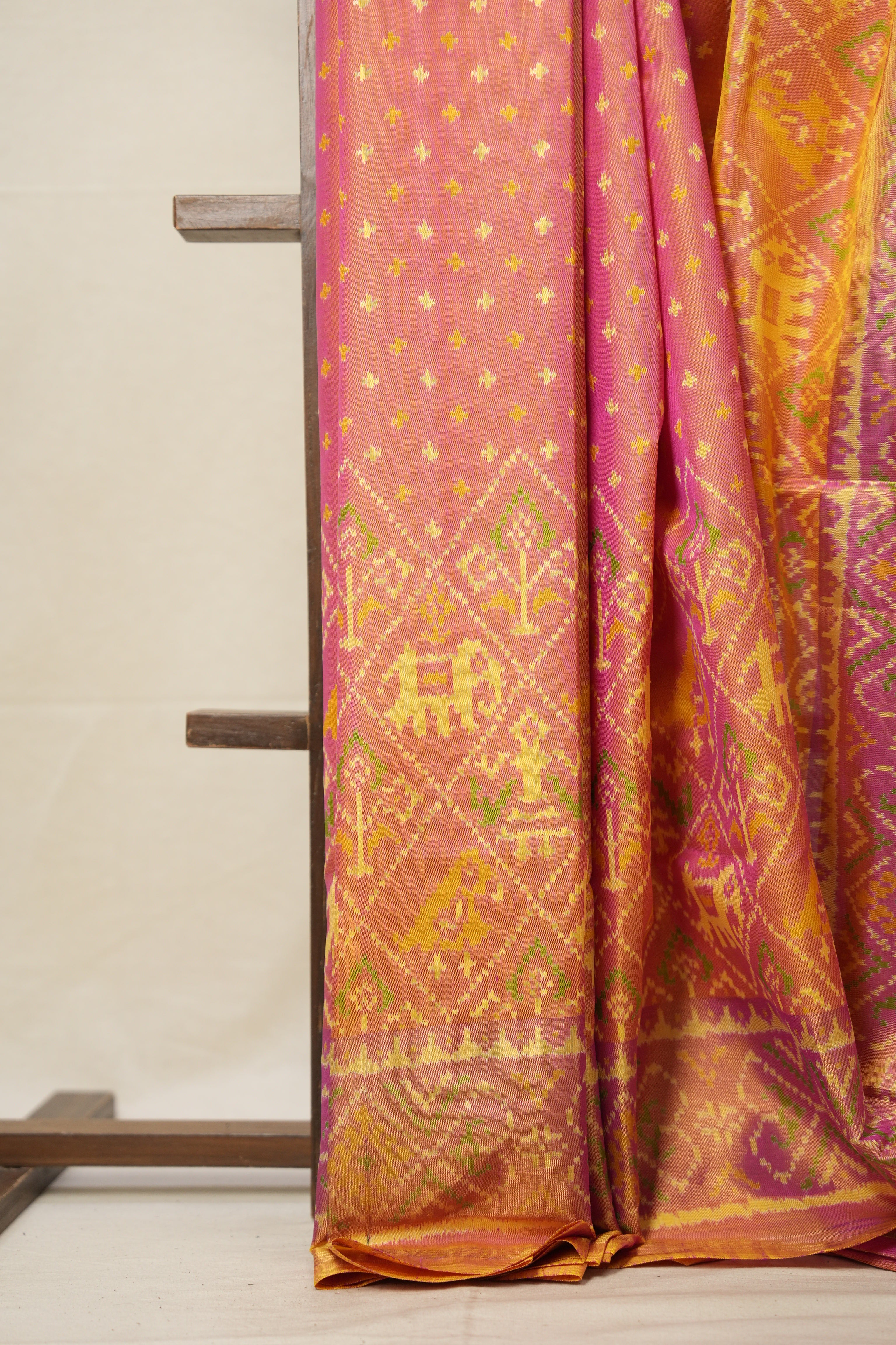 Rose Gold Pink Rajkot Patola Silk Saree - SRRGPRPSS505