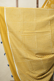 Mustard Yellow HBP Cotton Saree - SRMYCS3066