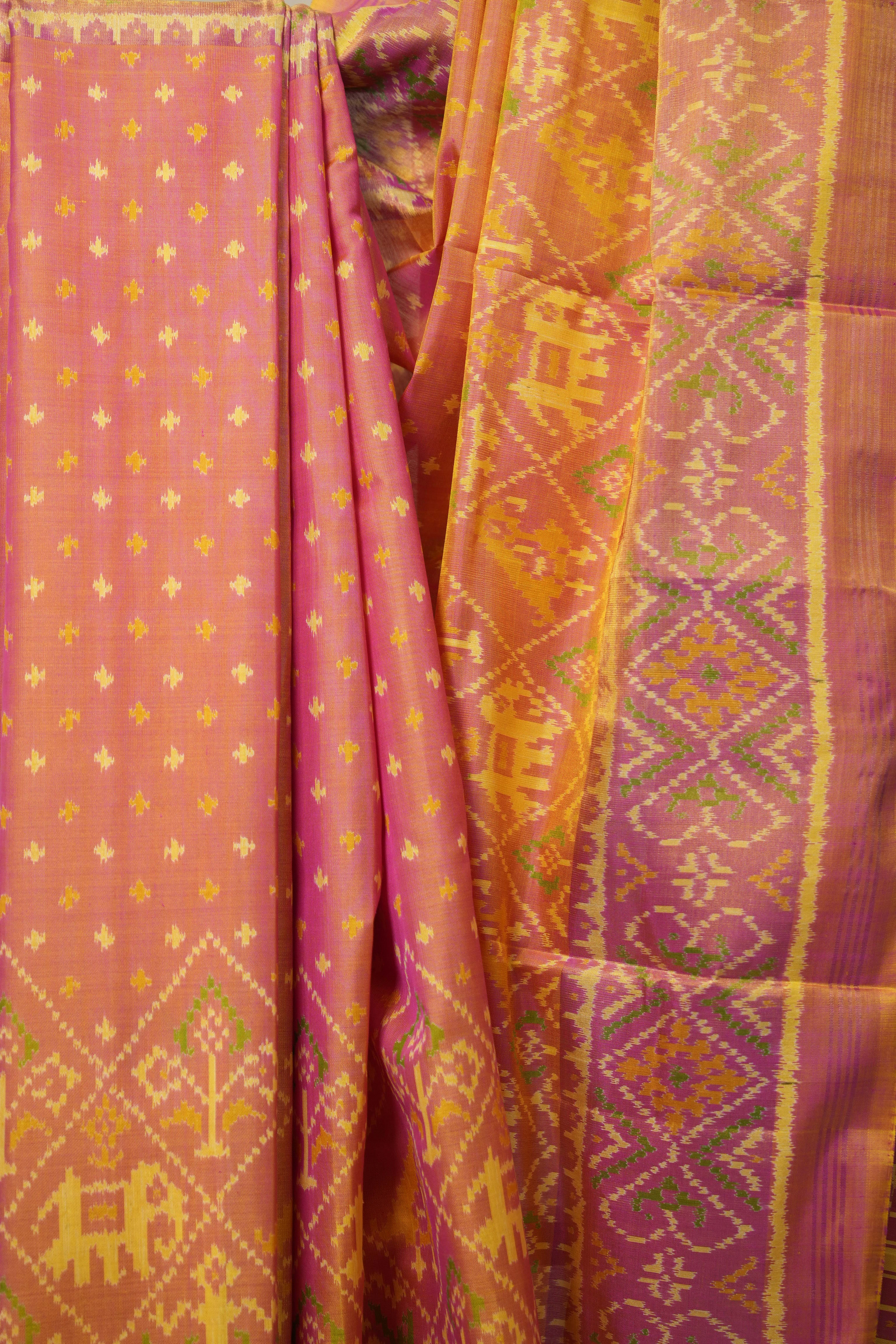Rose Gold Pink Rajkot Patola Silk Saree - SRRGPRPSS505