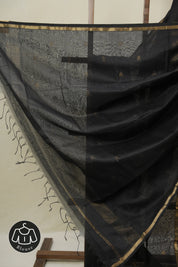 Black Maheshwari Saree - SRBMS1097