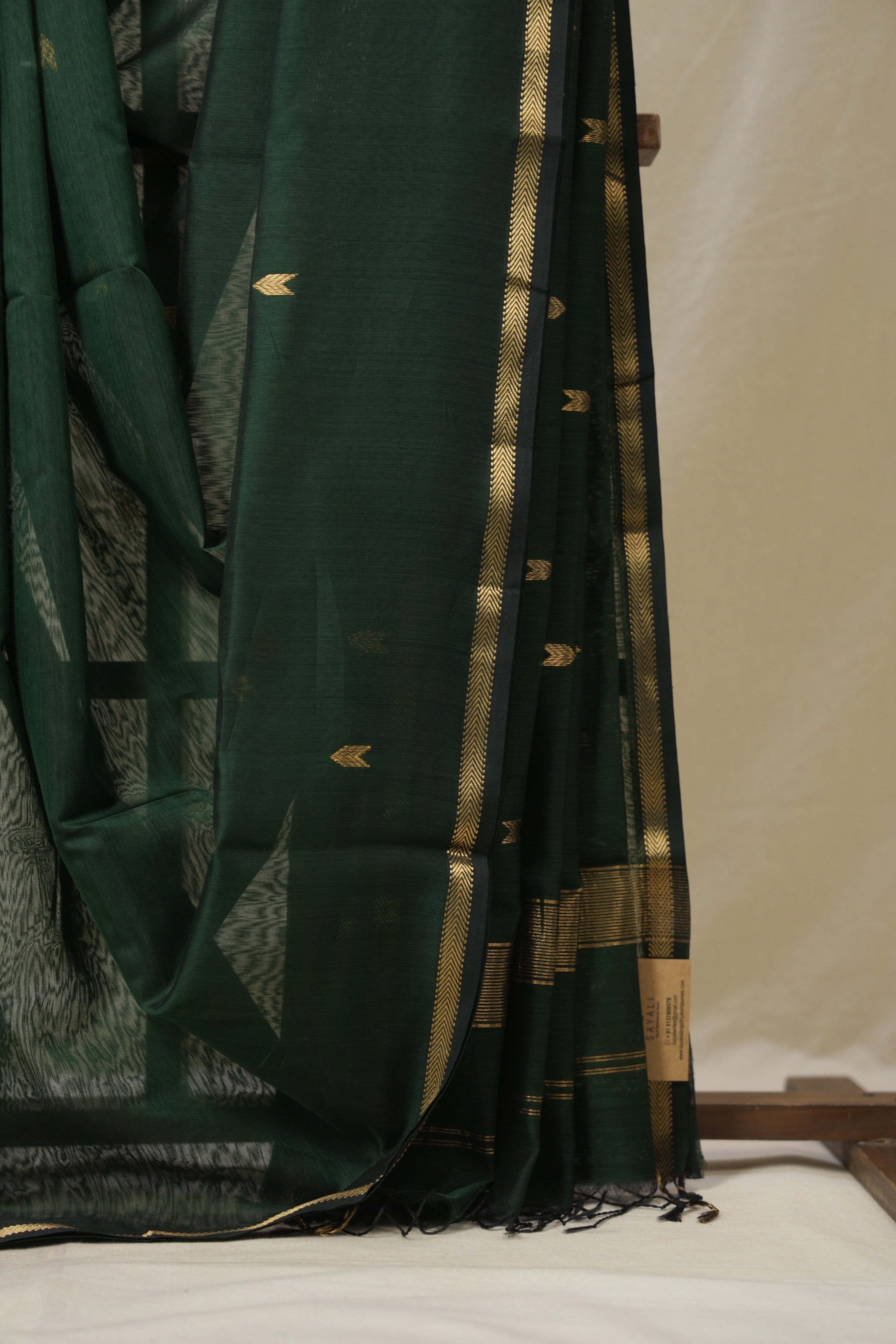 Dark Green Maheshwari Saree - SRDGMS1098