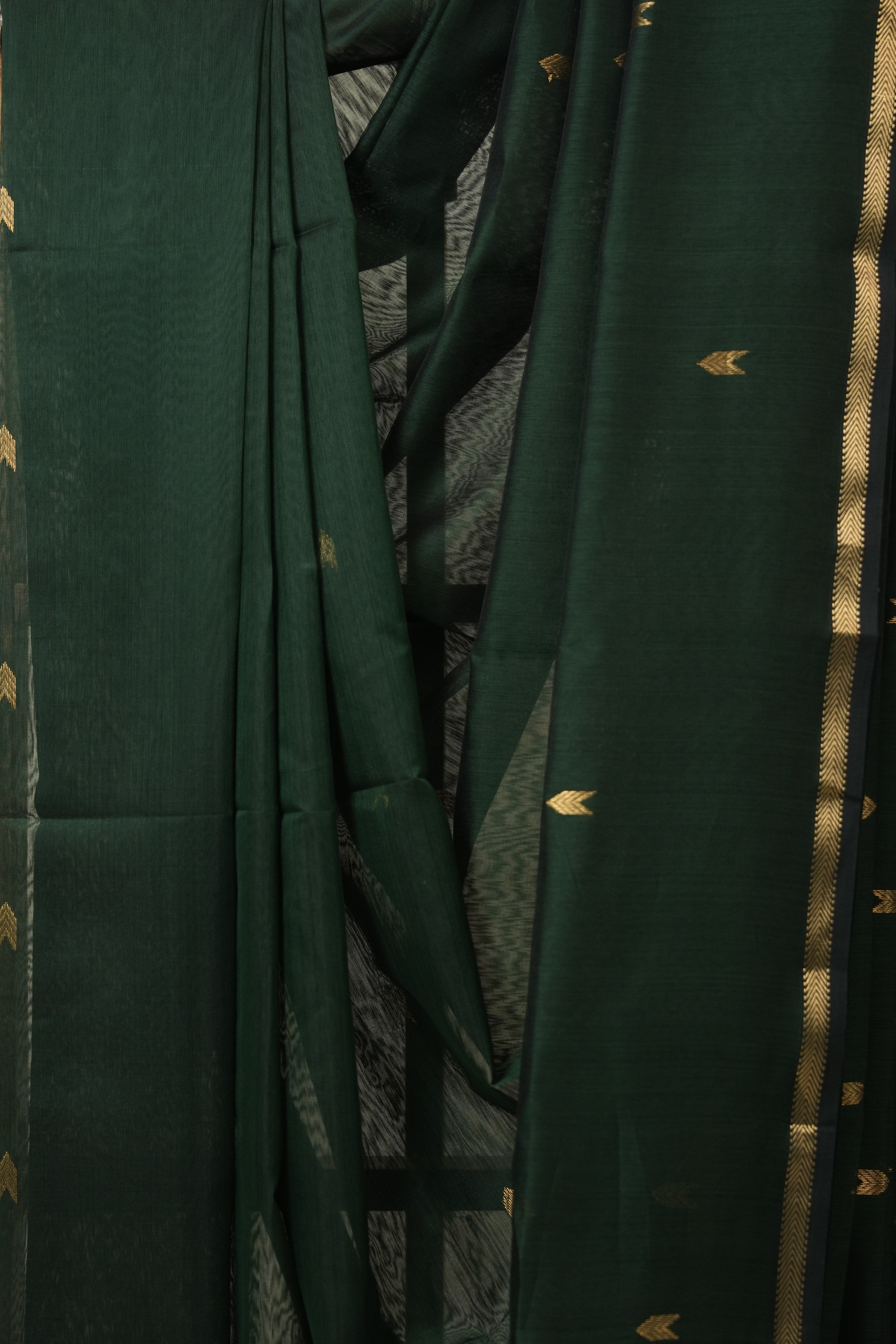 Dark Green Maheshwari Saree - SRDGMS1098