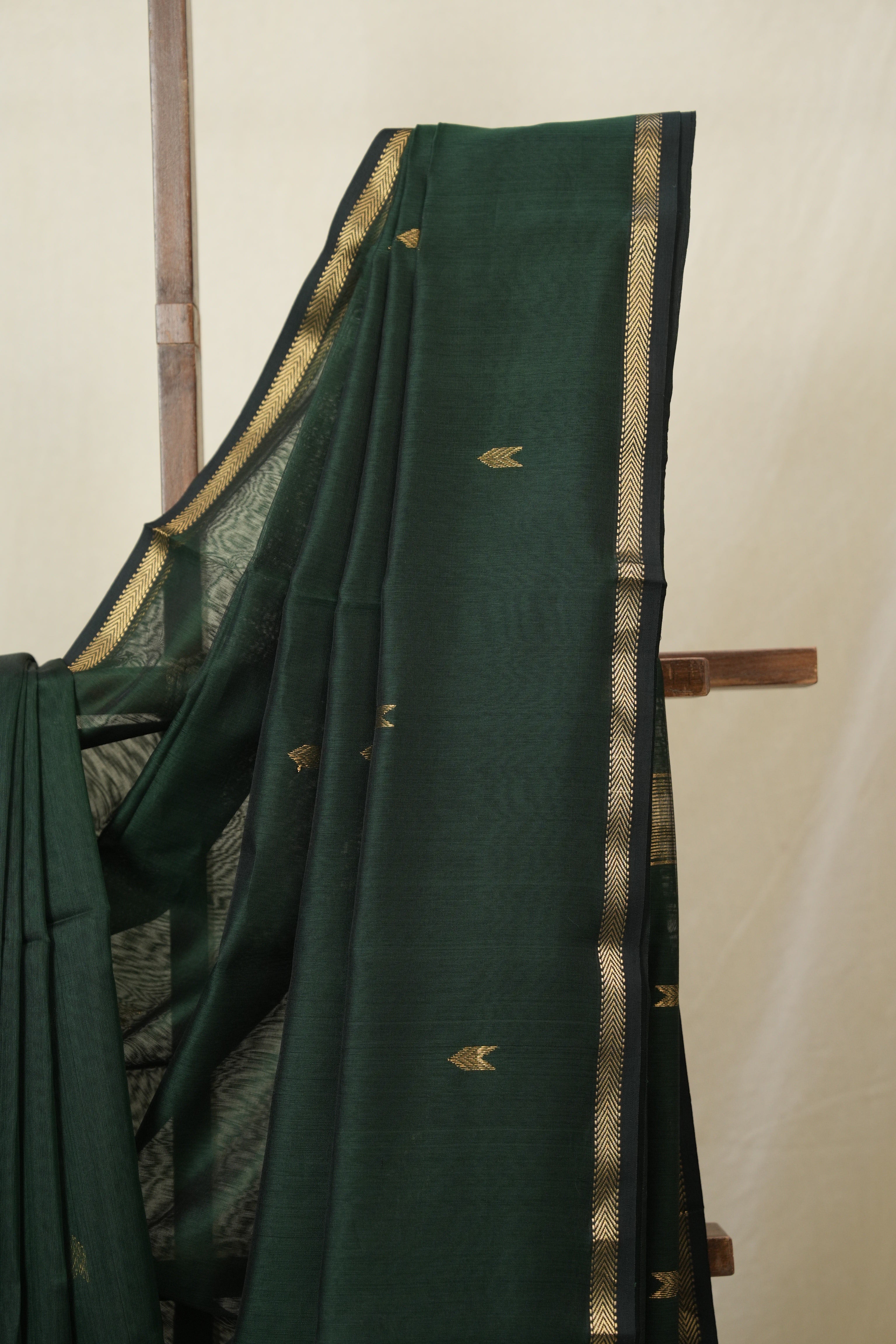 Dark Green Maheshwari Saree - SRDGMS1098