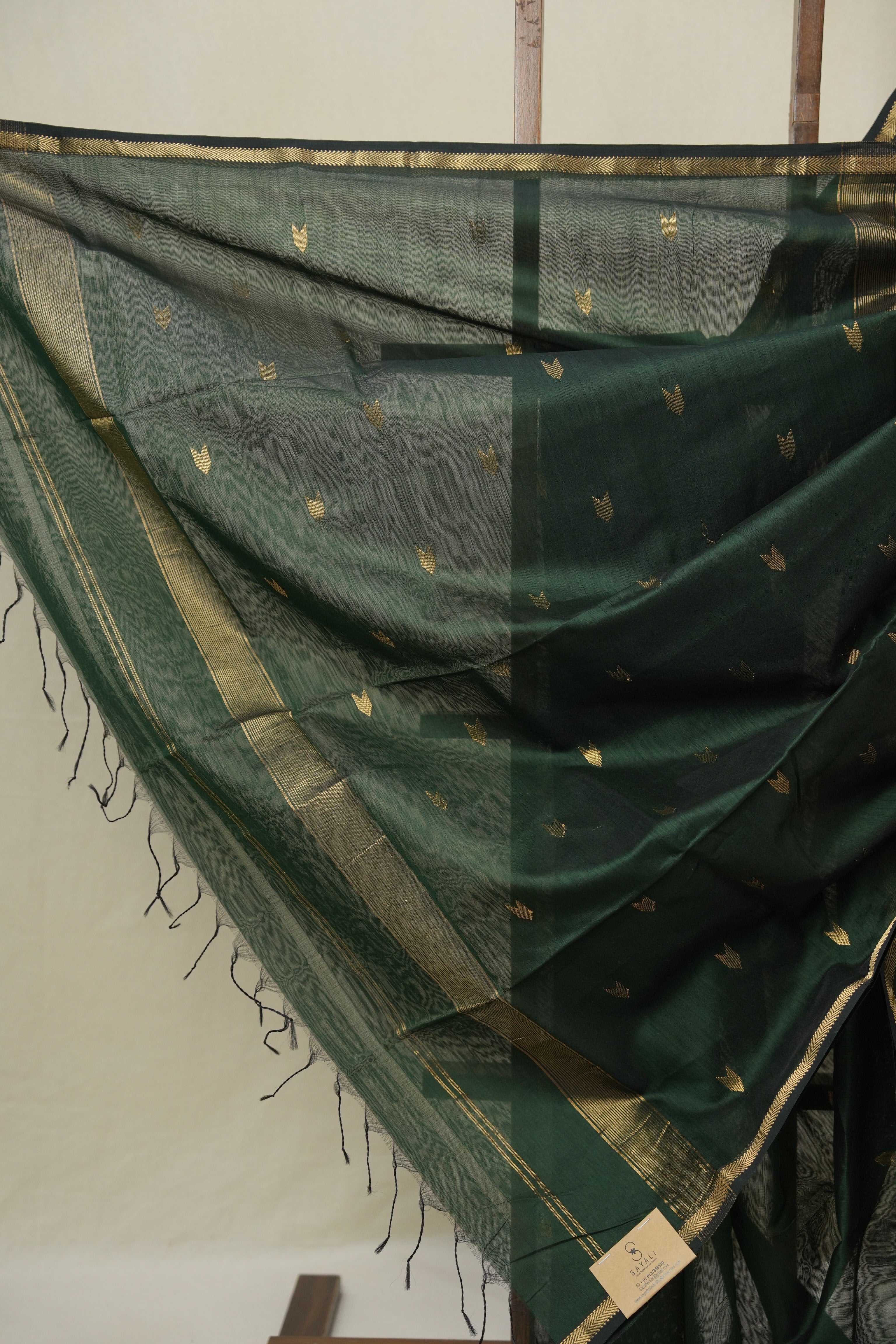 Dark Green Maheshwari Saree - SRDGMS1098