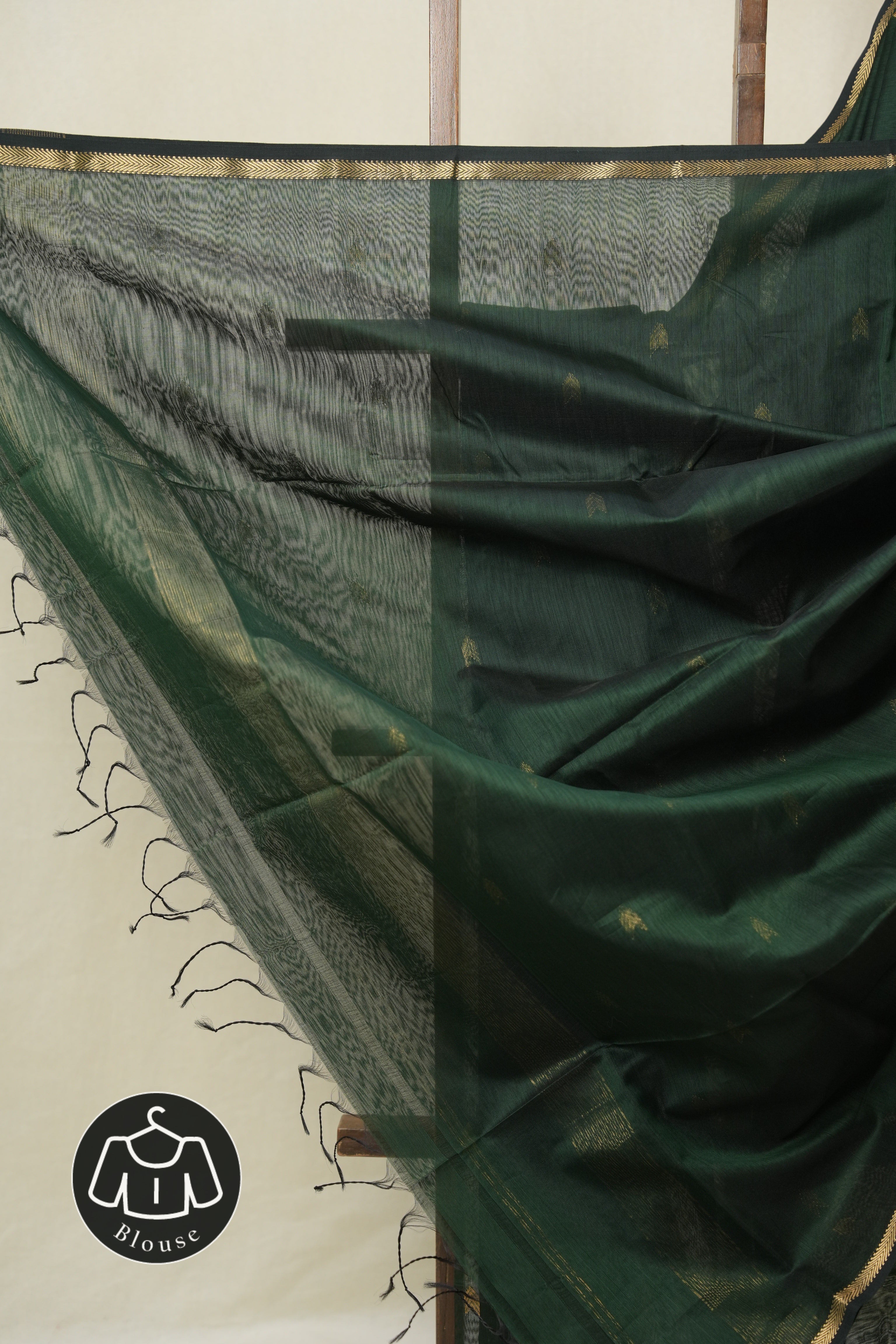 Dark Green Maheshwari Saree - SRDGMS1098