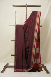 Maroon Cotton Ilkal Saree - SRMCIS879