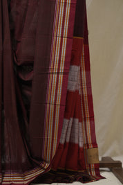Maroon Cotton Ilkal Saree - SRMCIS879