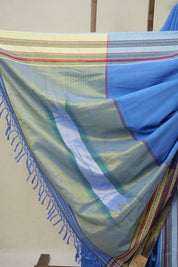 Blue Plain Cotton Ilkal Saree With Gayatri Border - SRBPCIS811