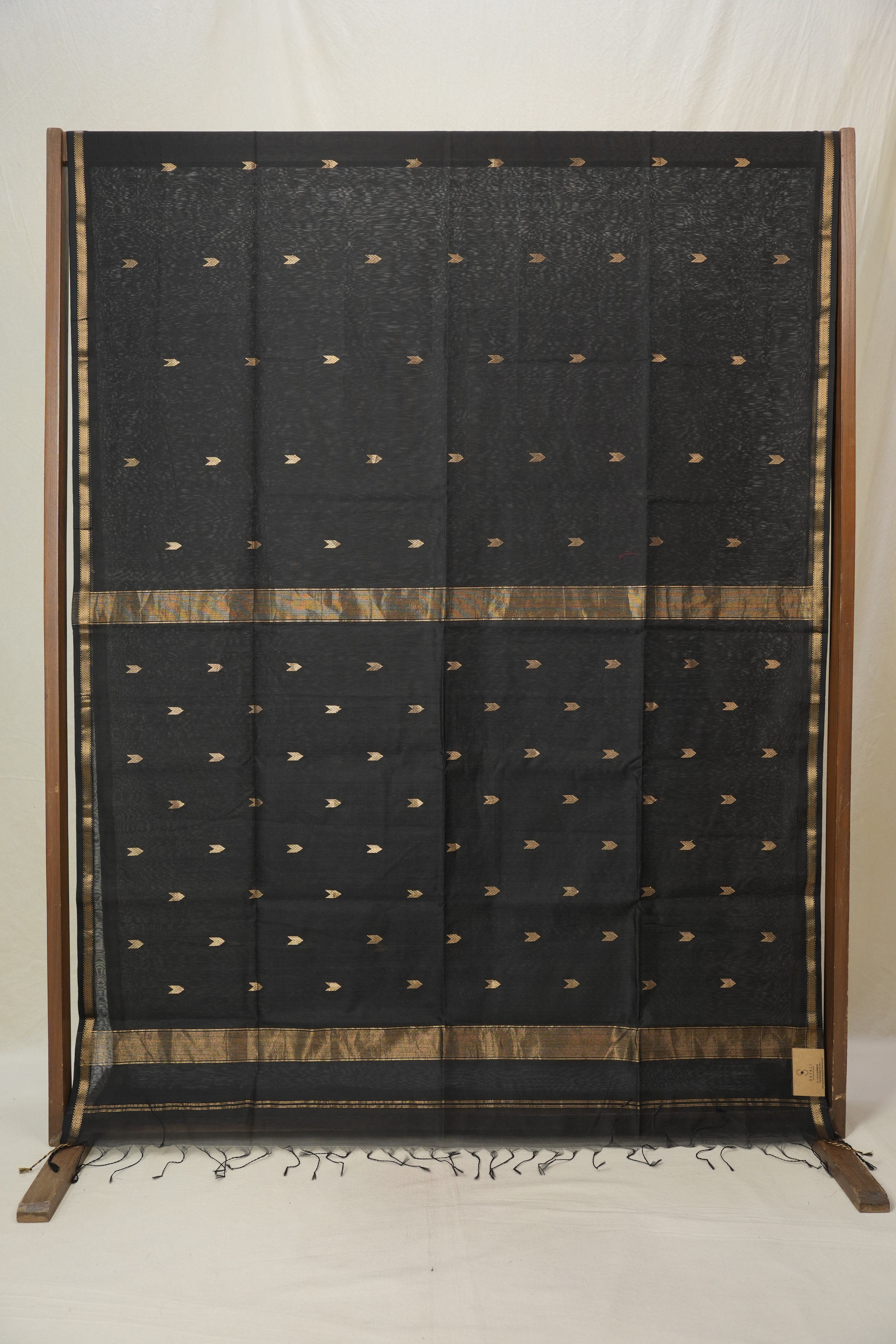 Black Maheshwari Saree - SRBMS1097