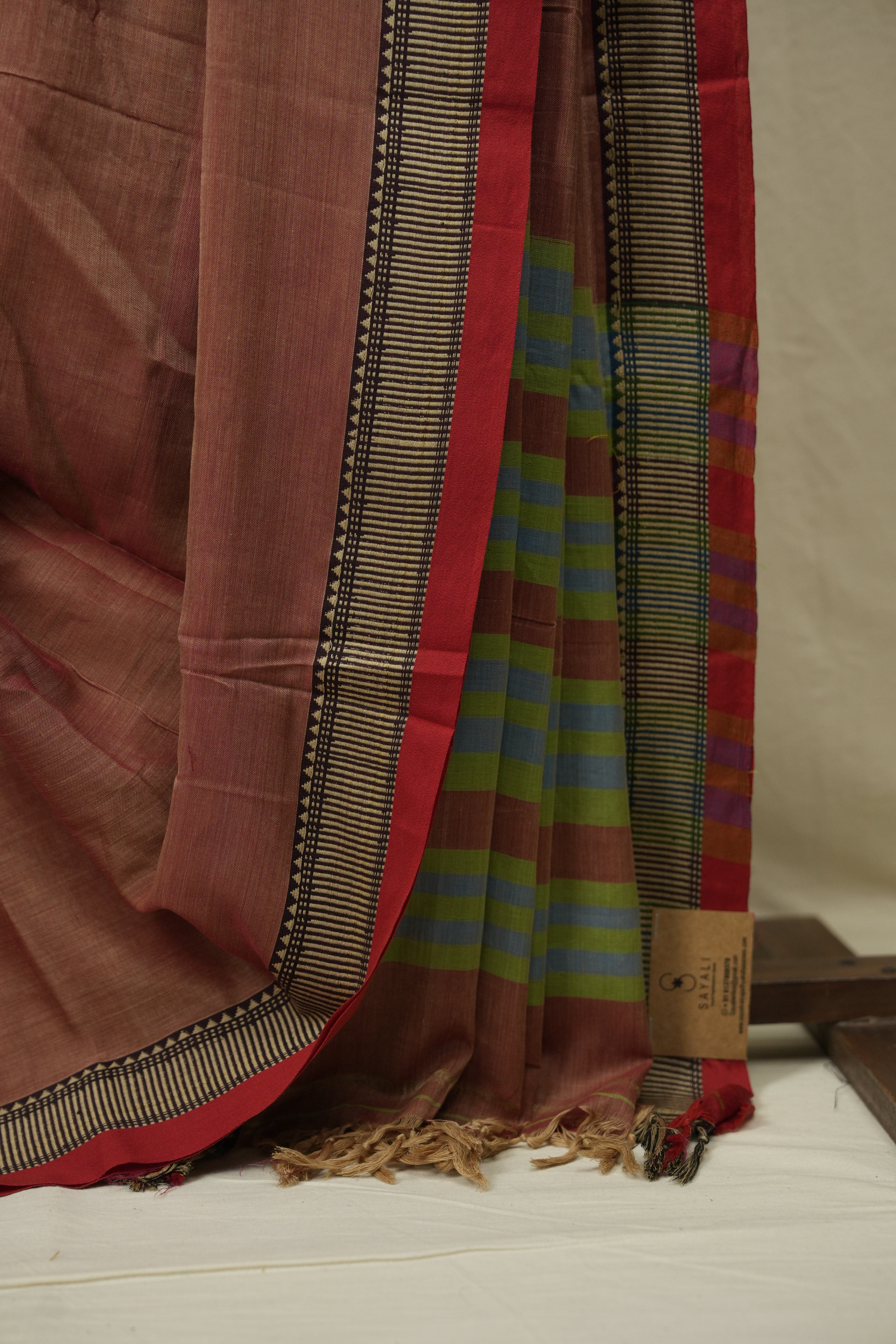 Brick Narayan Peth Cotton Saree - SRBNPCS97