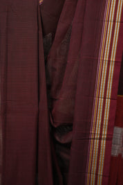 Maroon Cotton Ilkal Saree - SRMCIS879