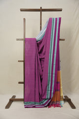 Magenta Plain Cotton Ilkal Saree With Gayatri Border - SRMPCIS808