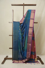 Blue Maheshwari Saree - SRBMS1117
