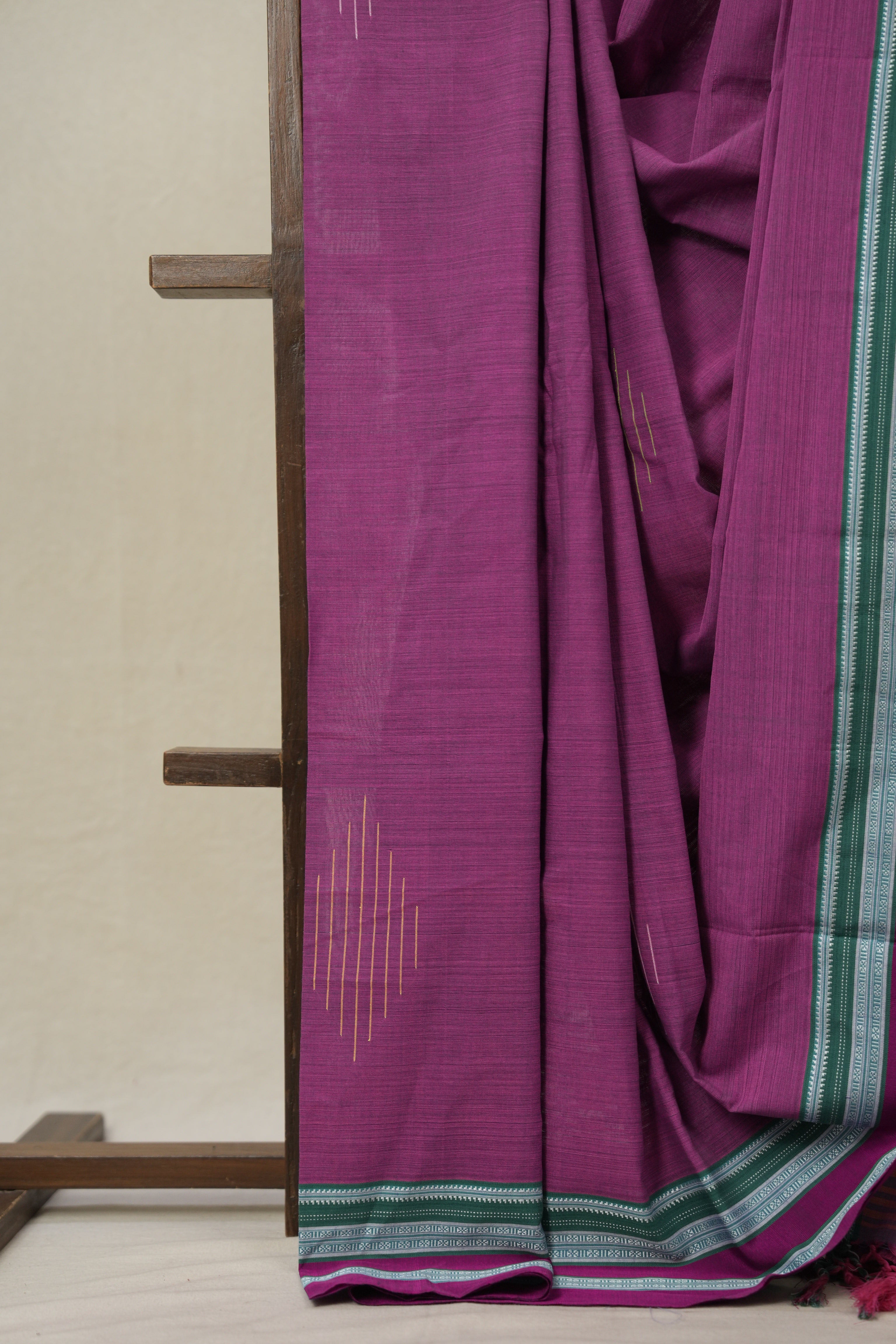 Magenta Plain Cotton Ilkal Saree With Gayatri Border - SRMPCIS808