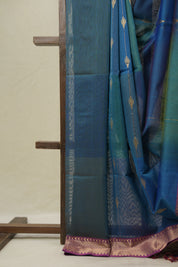 Blue Maheshwari Saree - SRBMS1117