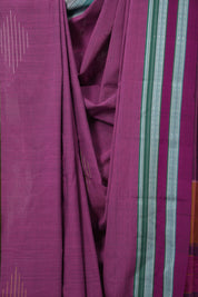 Magenta Plain Cotton Ilkal Saree With Gayatri Border - SRMPCIS808