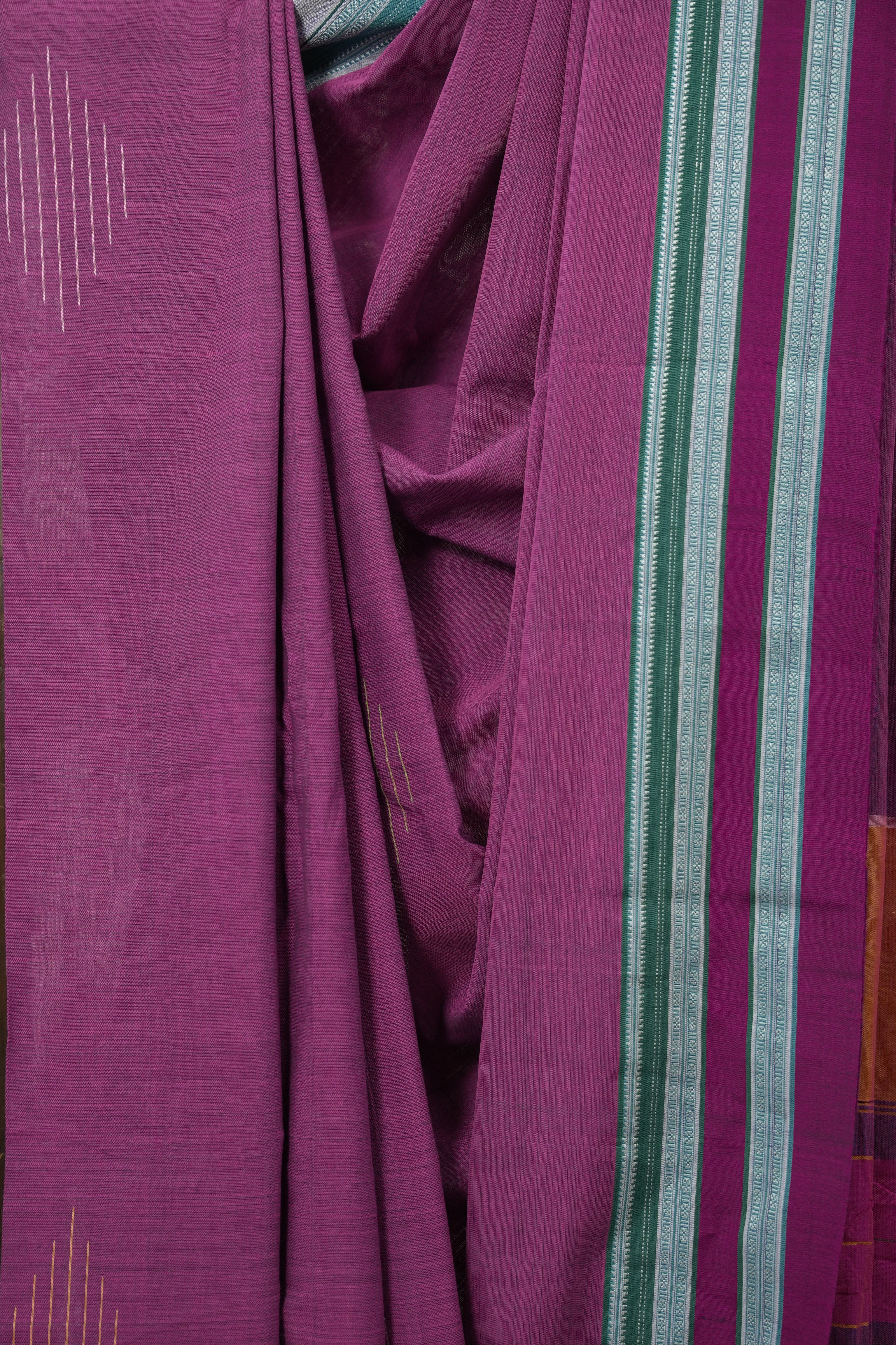 Magenta Plain Cotton Ilkal Saree With Gayatri Border - SRMPCIS808