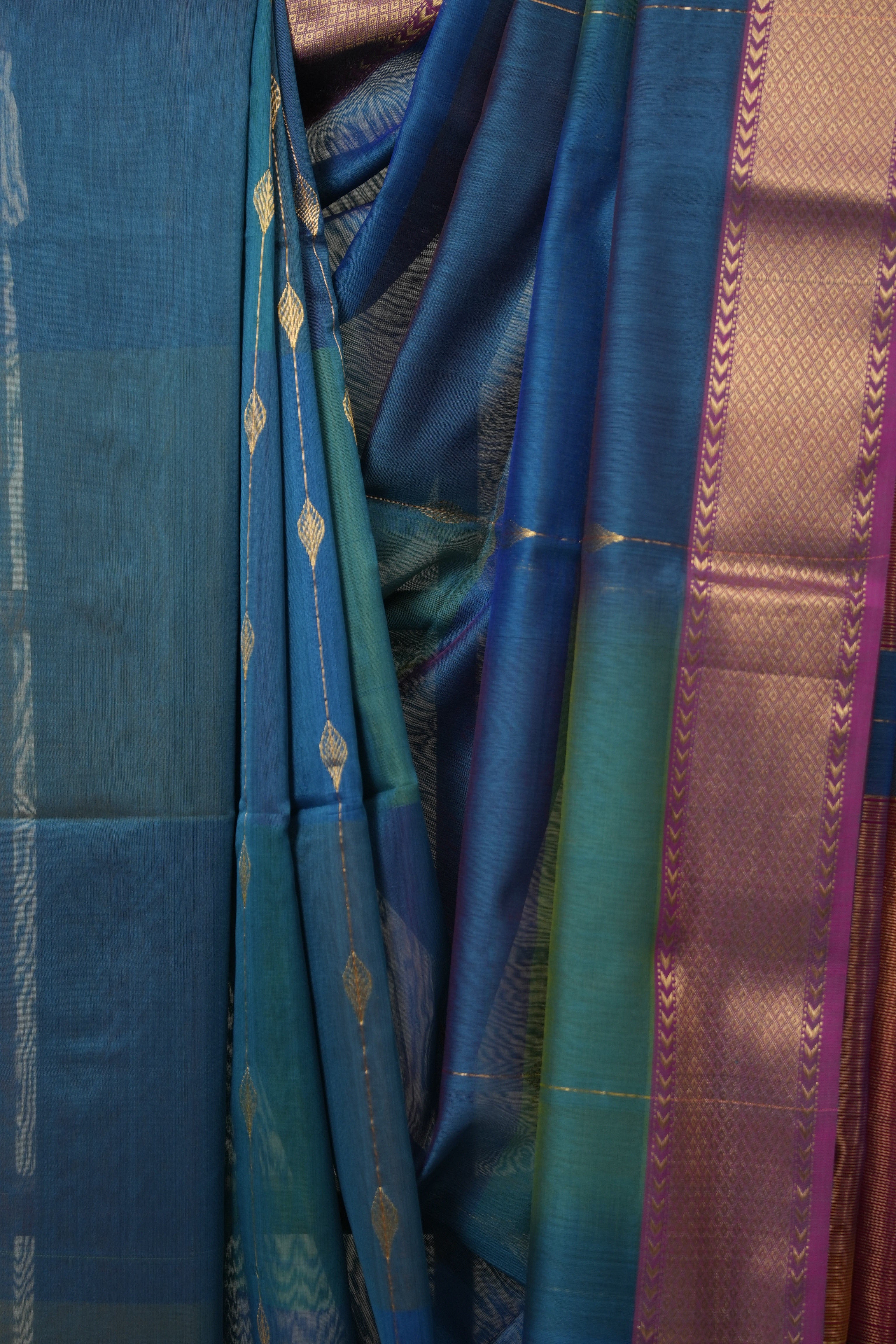 Blue Maheshwari Saree - SRBMS1117