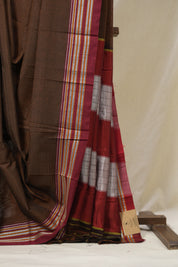 Rust Brown Cotton Ilkal Saree - SRRBCIS873