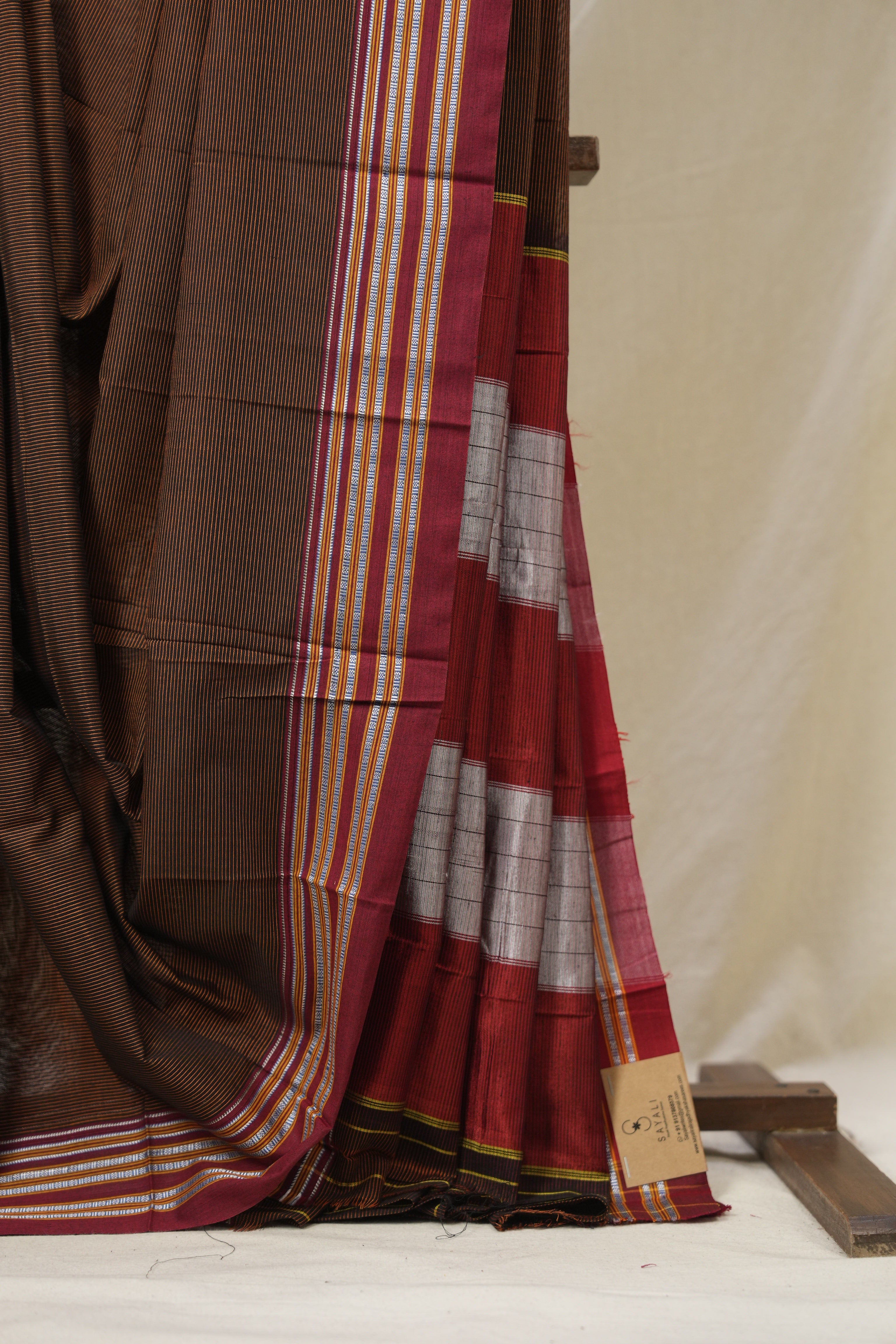 Rust Brown Cotton Ilkal Saree - SRRBCIS873