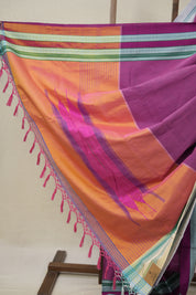 Magenta Plain Cotton Ilkal Saree With Gayatri Border - SRMPCIS808