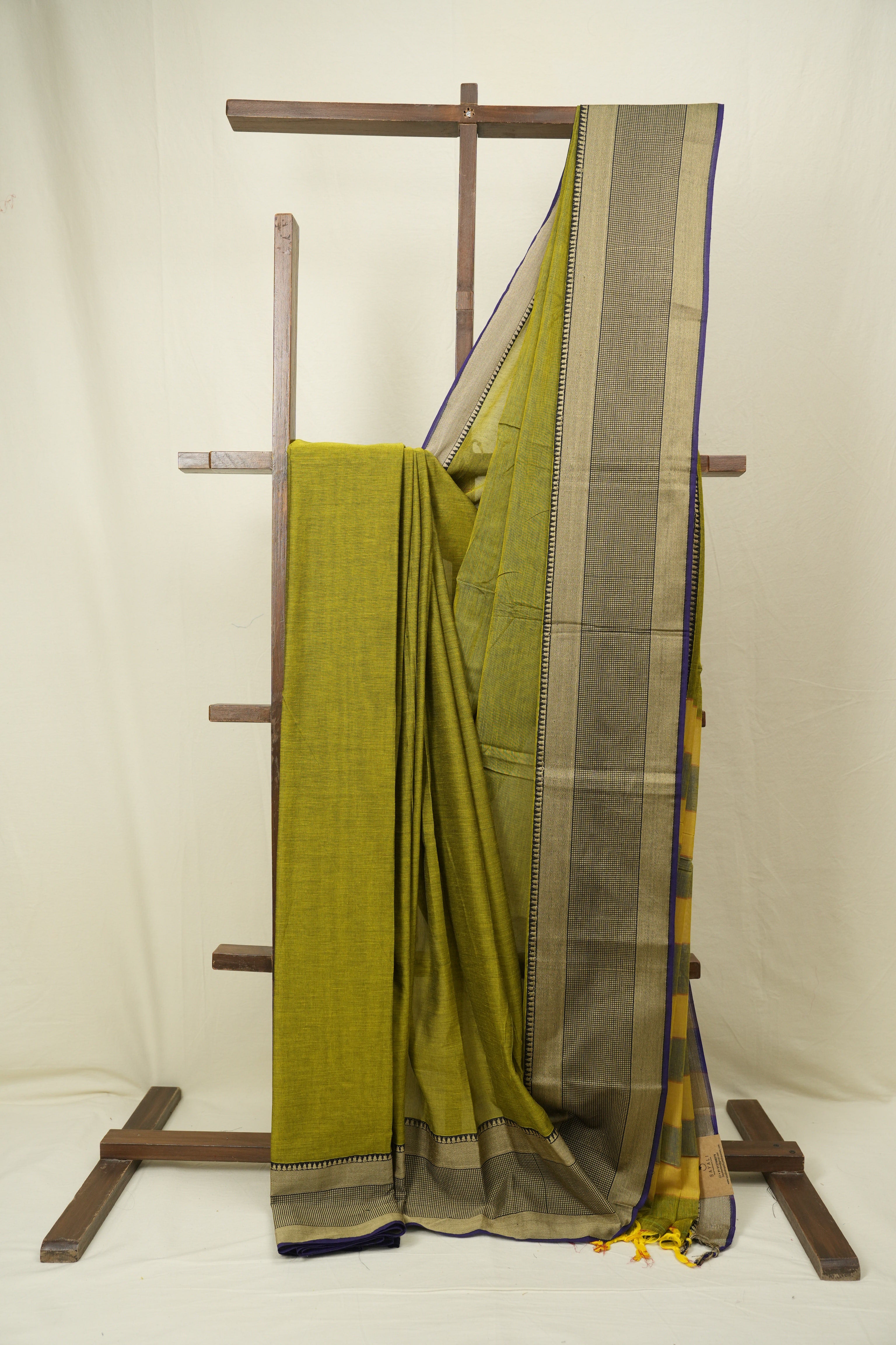 Olive Green Narayan Peth Cotton Saree - SROGNPCS98