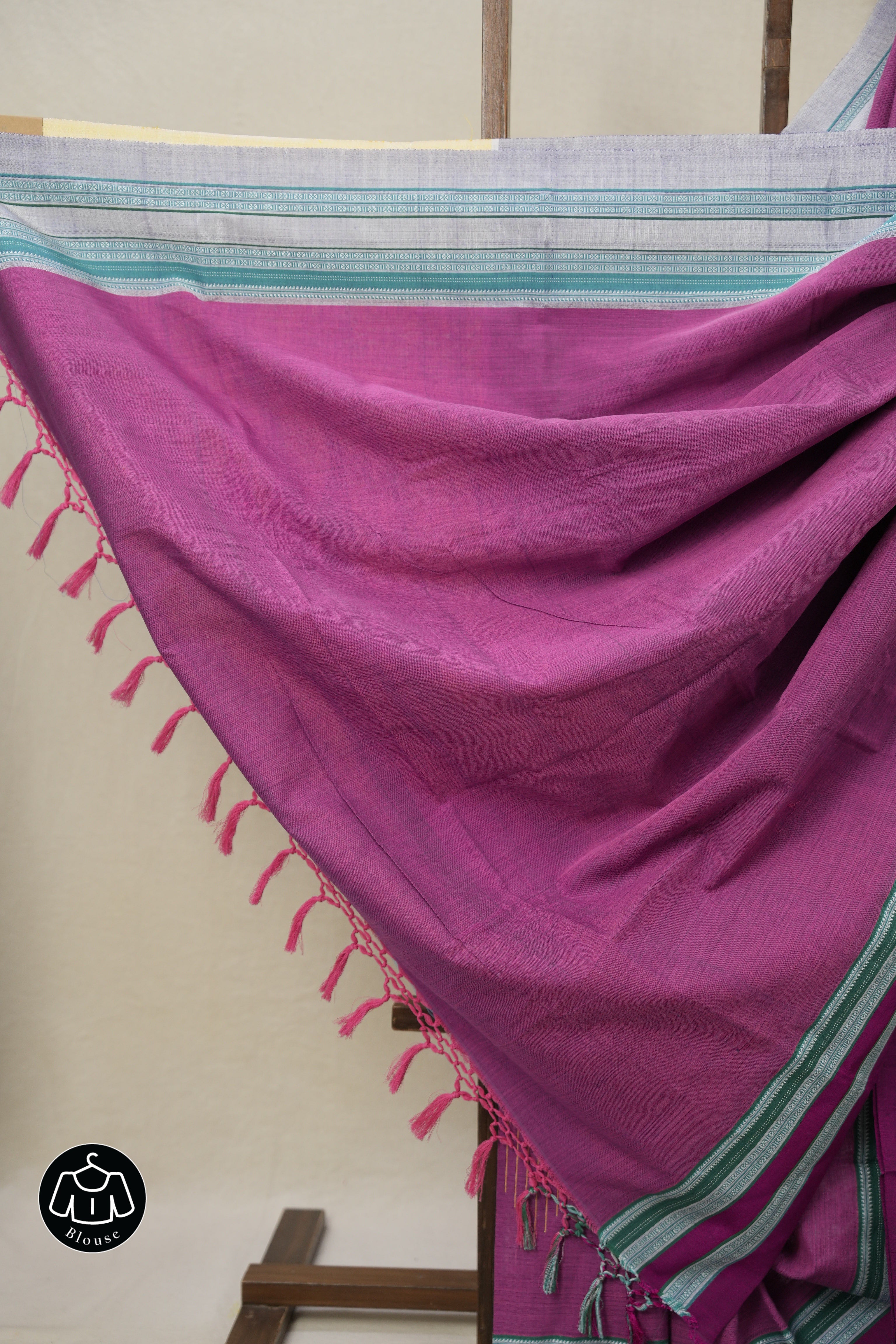 Magenta Plain Cotton Ilkal Saree With Gayatri Border - SRMPCIS808