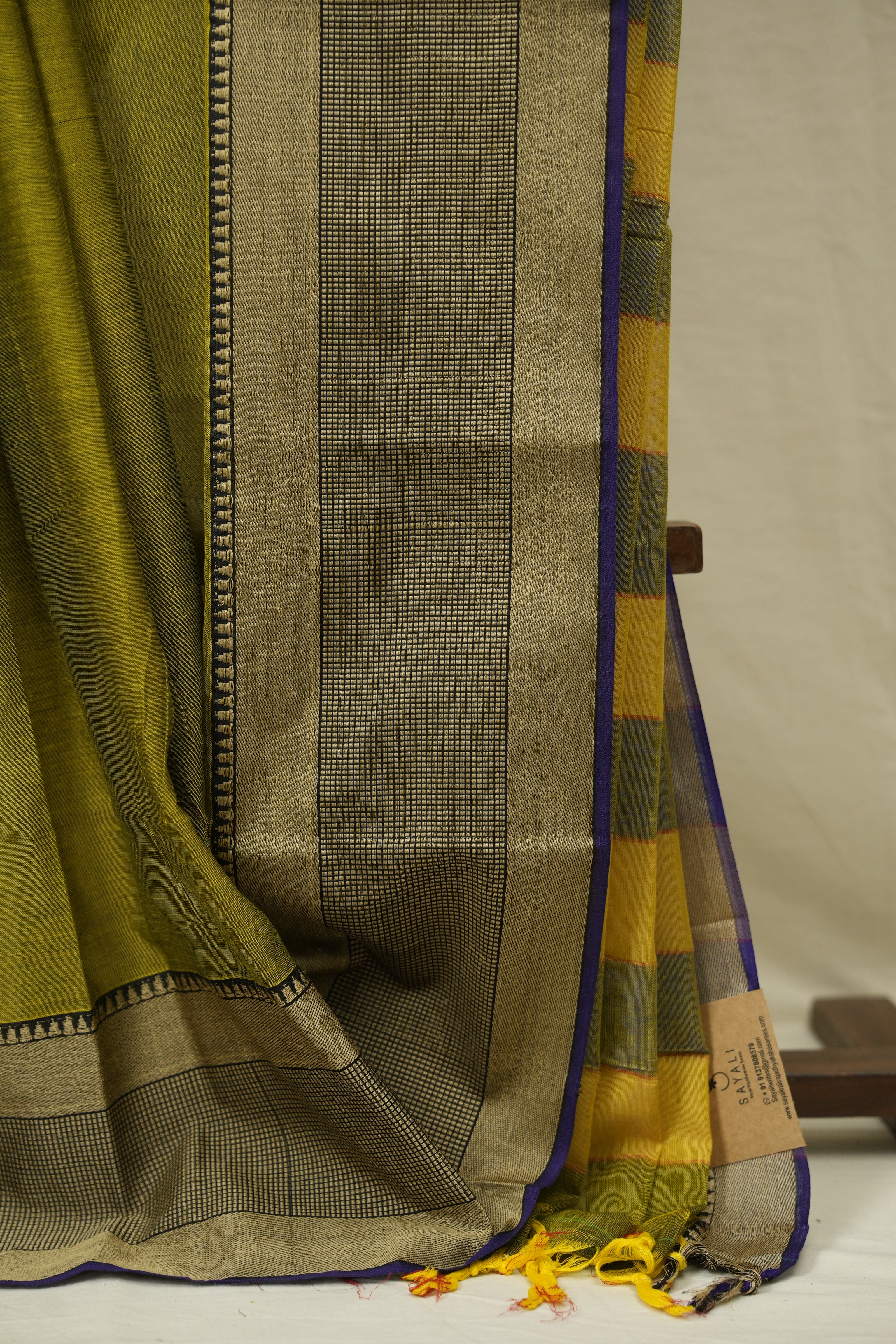 Olive Green Narayan Peth Cotton Saree - SROGNPCS98