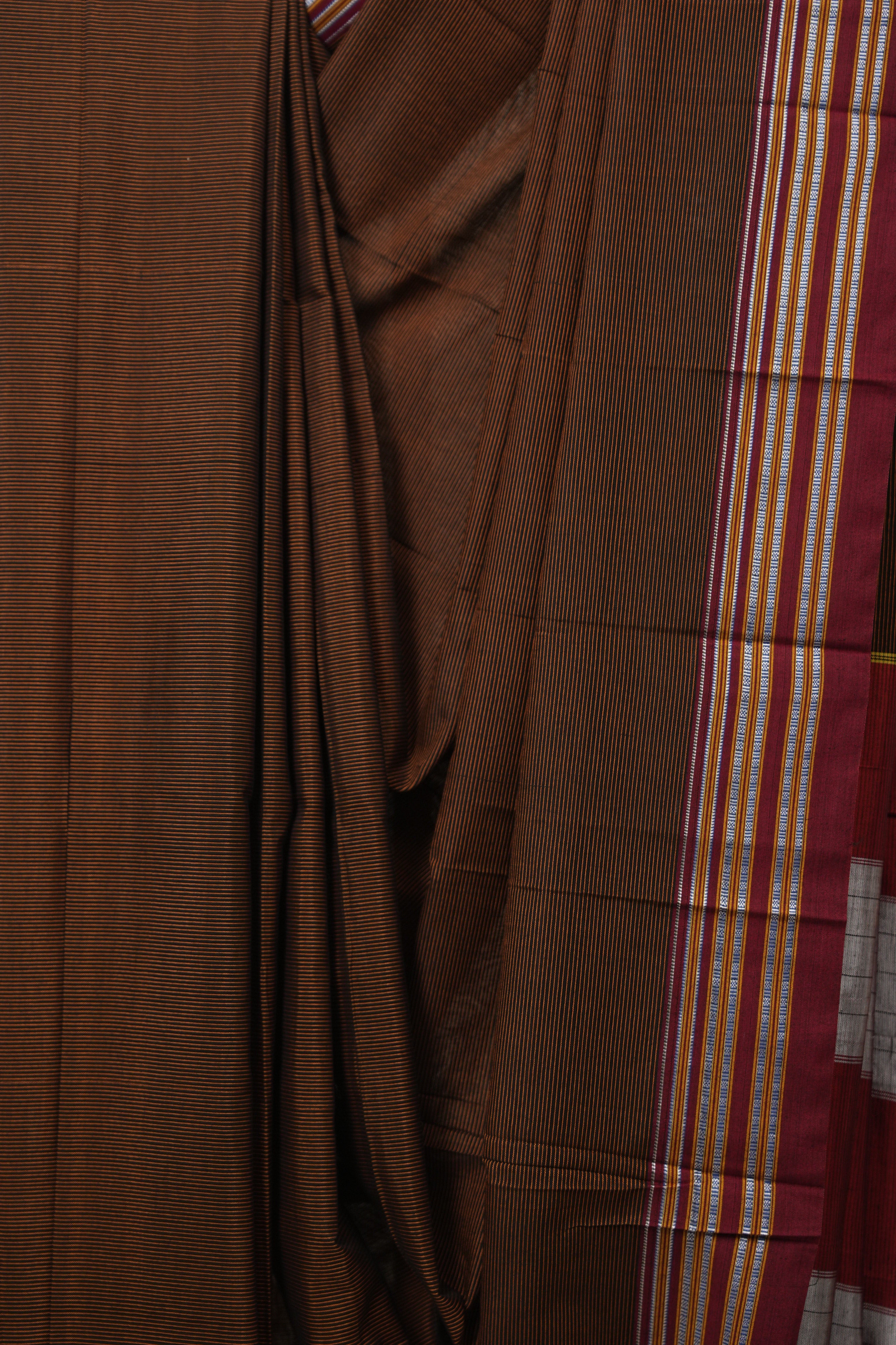 Rust Brown Cotton Ilkal Saree - SRRBCIS873