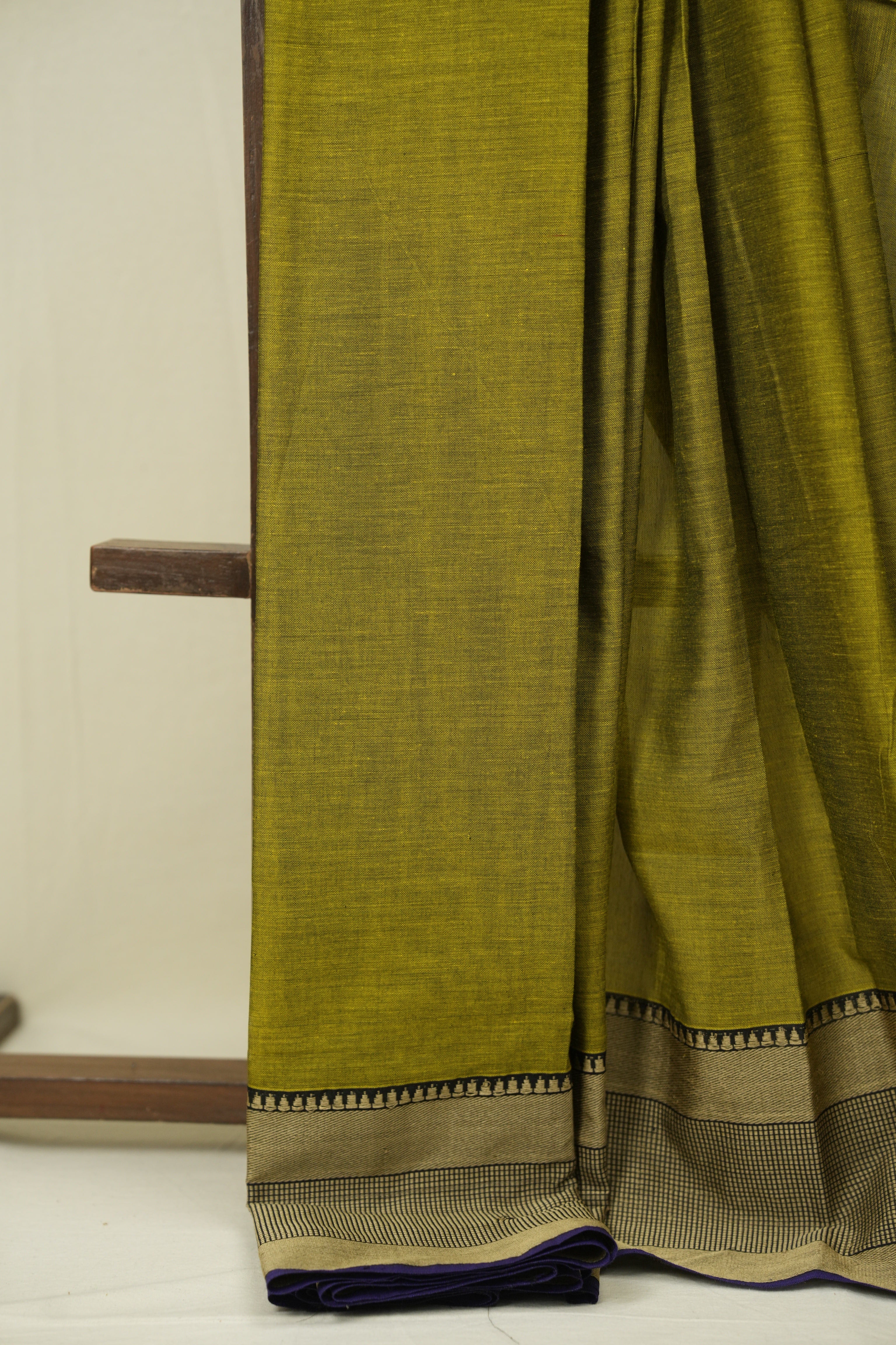 Olive Green Narayan Peth Cotton Saree - SROGNPCS98