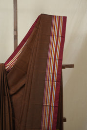 Rust Brown Cotton Ilkal Saree - SRRBCIS873
