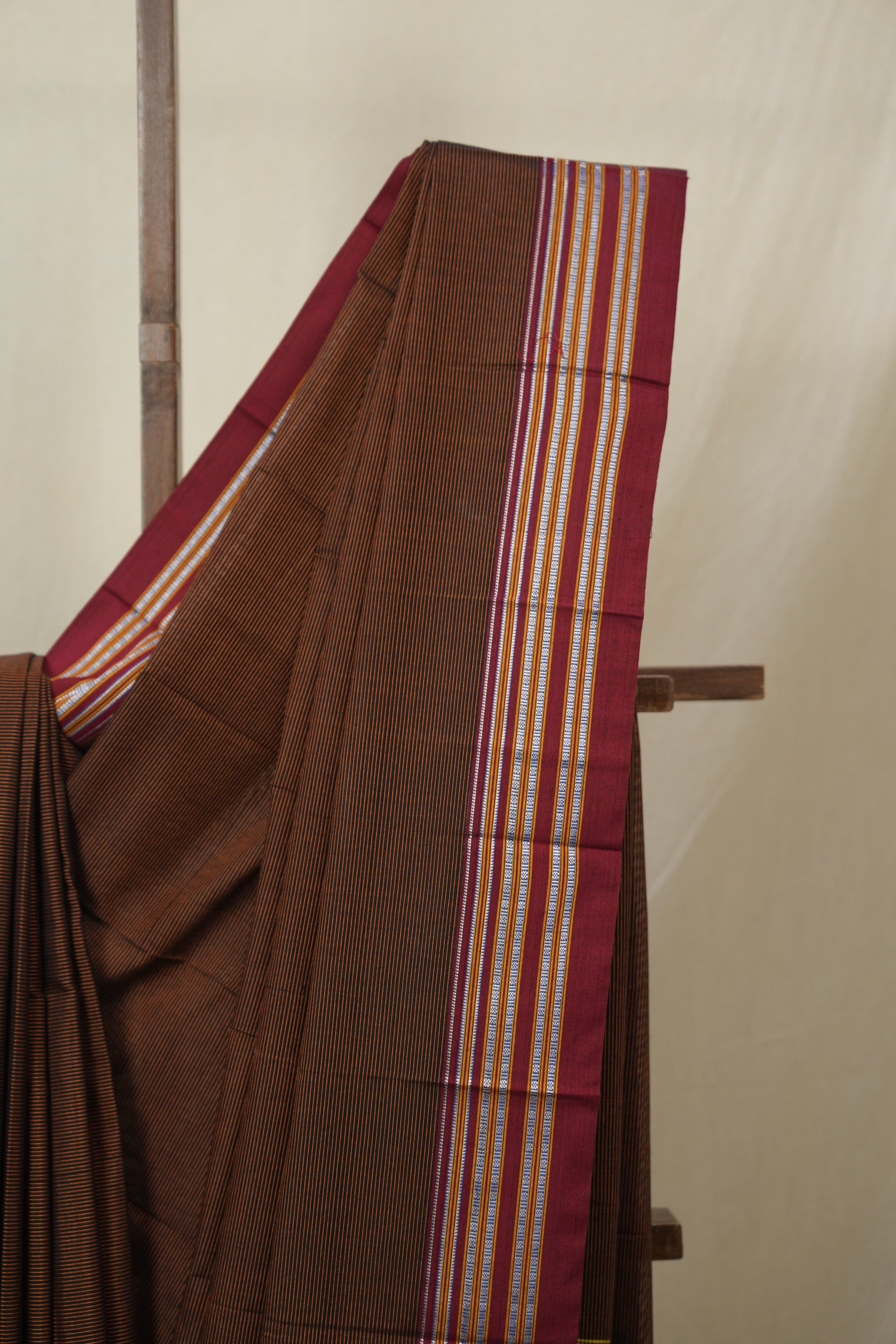 Rust Brown Cotton Ilkal Saree - SRRBCIS873