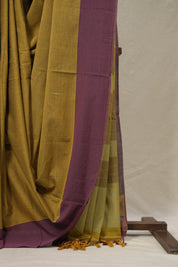 Musturd Yellow Plain Cotton Ilkal Saree - SRMYPCIS801