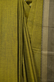 Olive Green Narayan Peth Cotton Saree - SROGNPCS98