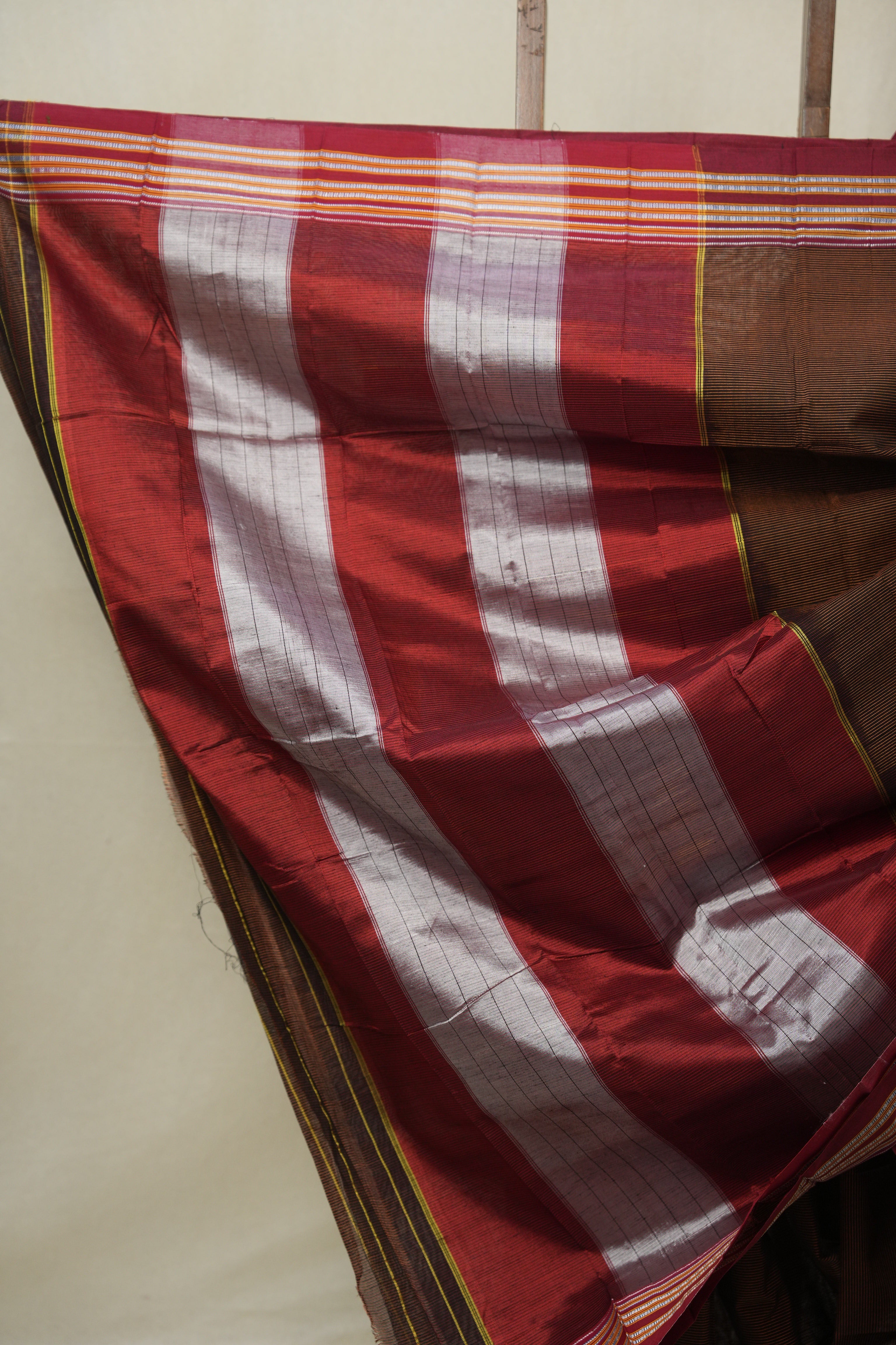 Rust Brown Cotton Ilkal Saree - SRRBCIS873