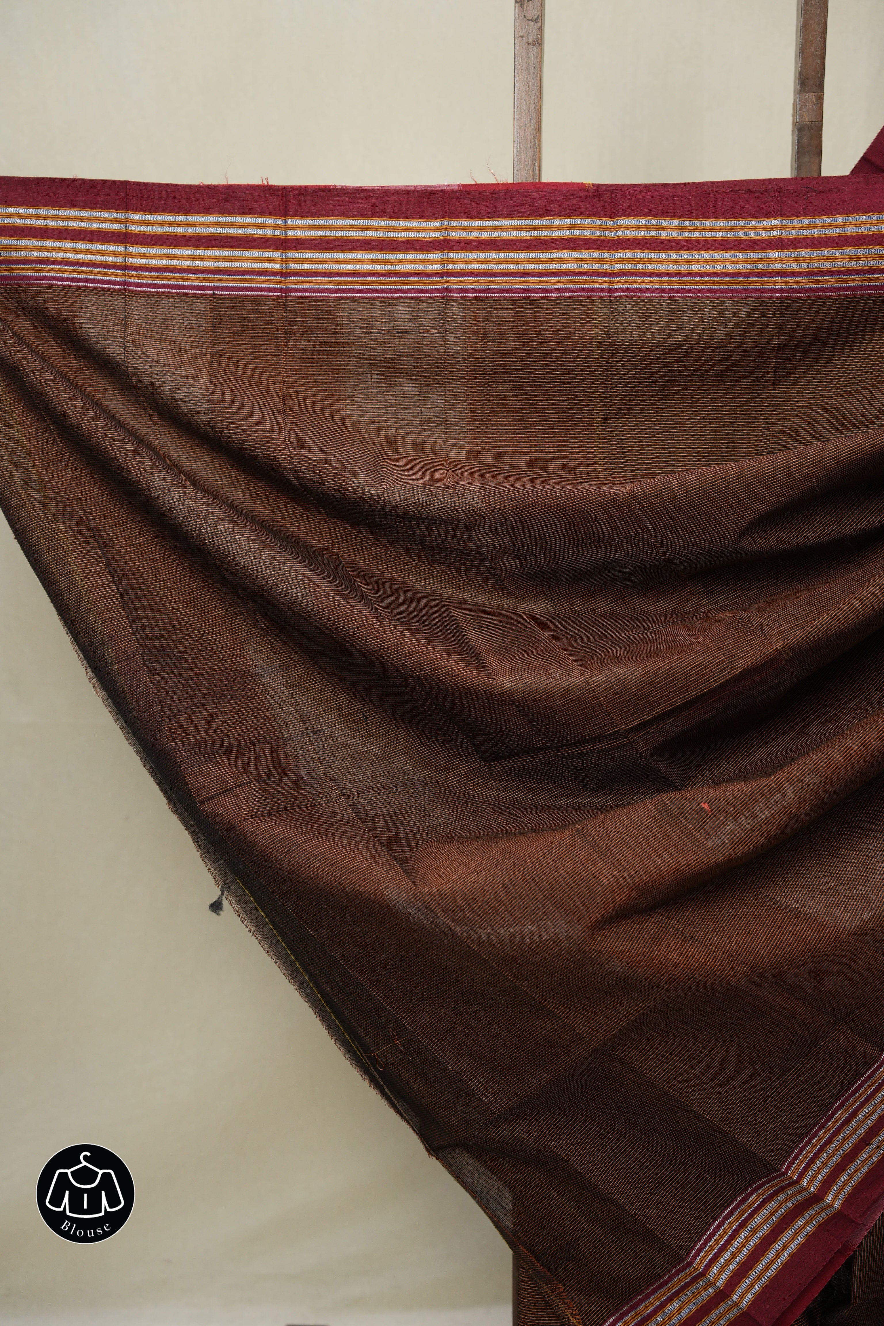 Rust Brown Cotton Ilkal Saree - SRRBCIS873